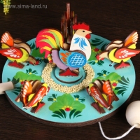 Сувенир "Курицы клюющие с петухом", d=16 см, микс Сувенир "Курицы клюющие с петухом", d=16 см, микс