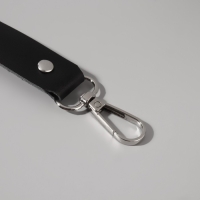 Ручка для сумки из натуральной кожи, регулируемая, с карабинами, 125 &plusmn; 2 см &times; 2,5 см, цвет чёрный/серебряный