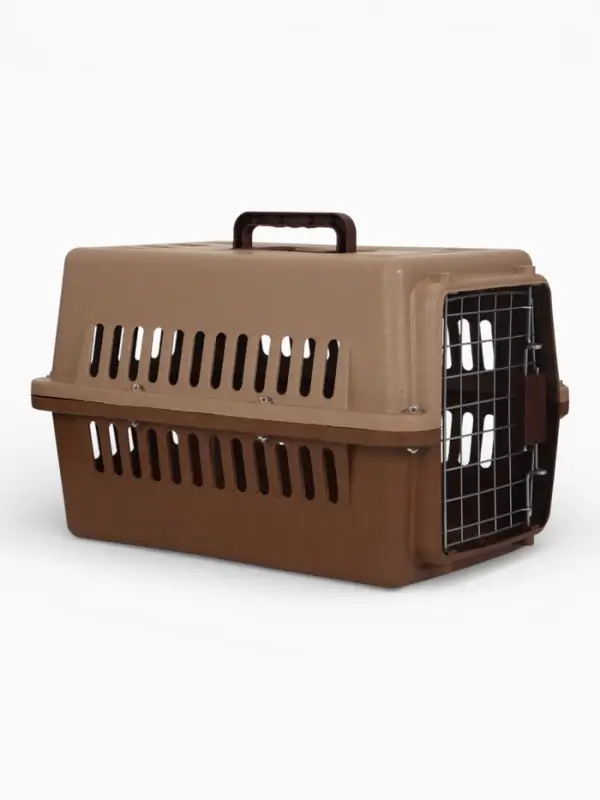 Переноска для животных с металлической дверью 49 х 31 х 31 см,серо-кофейная