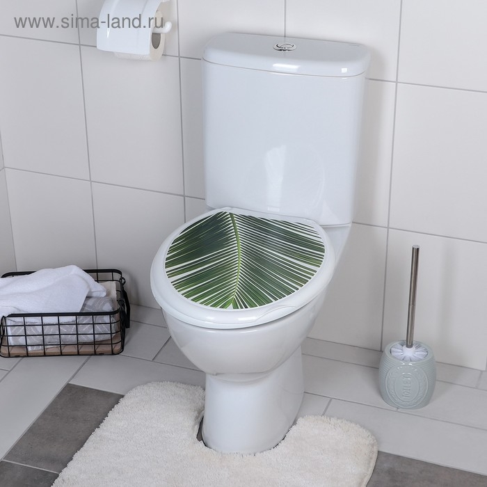 Сиденье для унитаза с крышкой Росспласт &laquo;Декор. Пальма&raquo;,44,5 х 37,5 см, белое