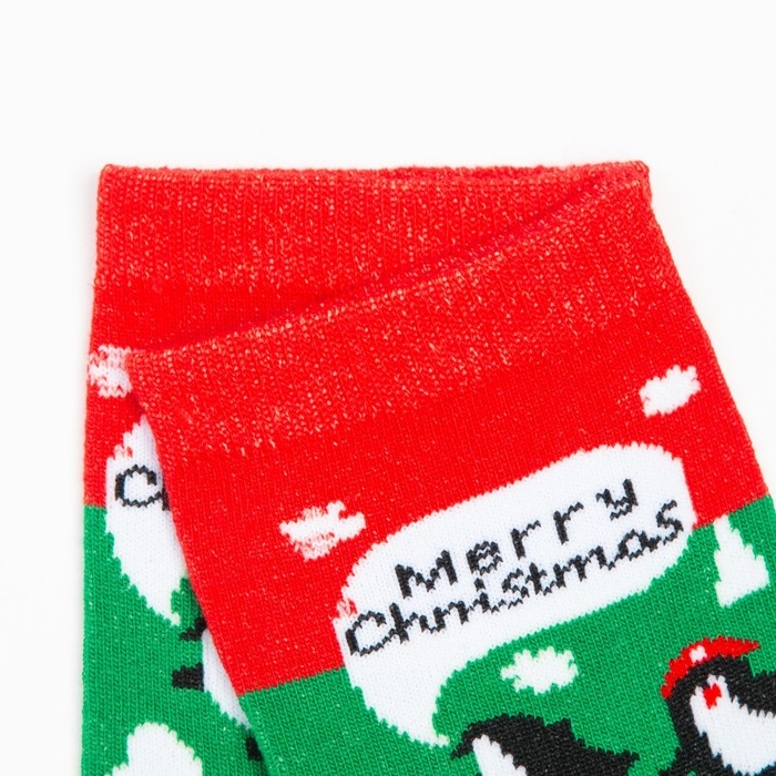 Носки женские новогодние &laquo;Пингвин&raquo;, цвет зелёный, размер 23-26