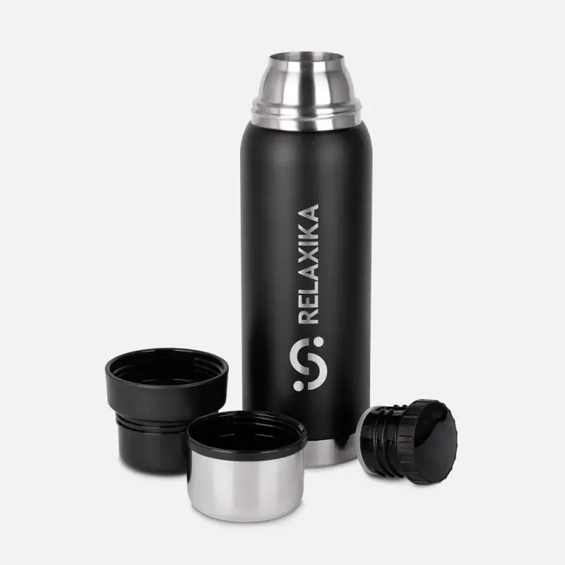 Термос Relaxika 750 со стикерпаком, черный