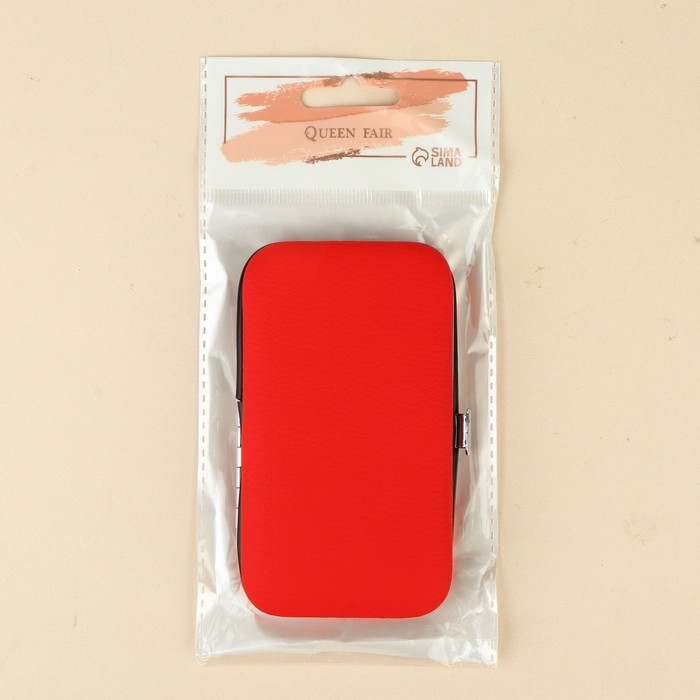 Набор маникюрный, 6 предметов, в футляре, цвет красный Набор маникюрный, 6 предметов, в футляре, цвет красный