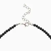 Чокер из бисера &laquo;Хрусталь&raquo;, сердце, чёрный в серебре, 37 см + 5 см доп, цепочка