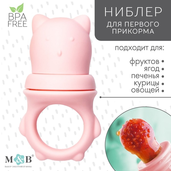 Ниблер для прикорма &laquo;Мишка&raquo; с силиконовой сеточкой, цвет розовый