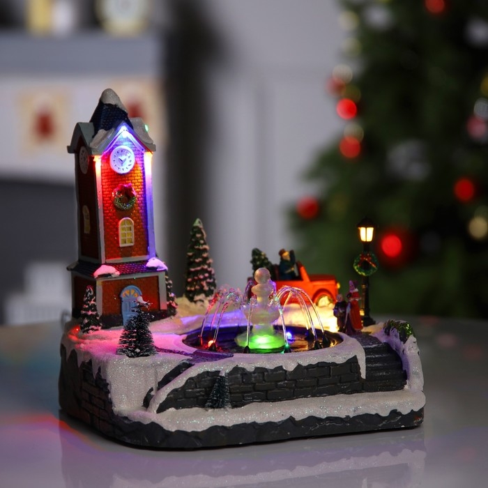 Светодиодная фигура &laquo;Ратуша&raquo; 25.5 &times; 25.5 &times; 21 см, полистоун, USB, свечение мульти