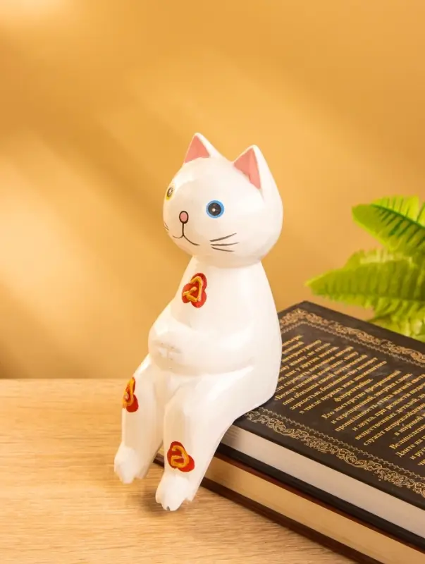 Сувенир &laquo;Кот сидячий&raquo;, 7&times;5&times;15 см, дерево, белый