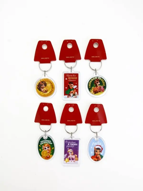 Брелок из пластика &laquo;Новогодний&raquo;, 6 шт., 5&times;4 см, МИКС