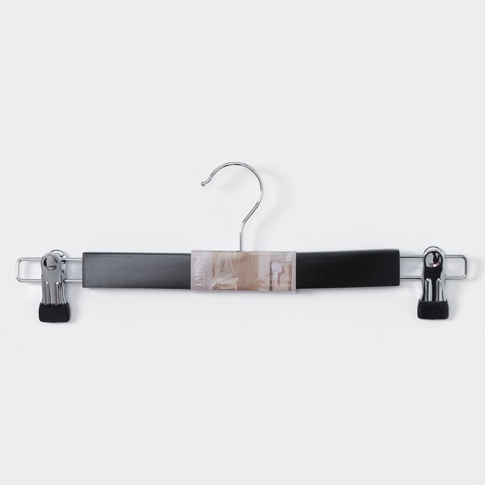 Вешалка для брюк и юбок LaDо́m Bois, 34&times;1,2&times;12,5 см, с зажимами, деревянная сорт А, цвет тёмное дерево