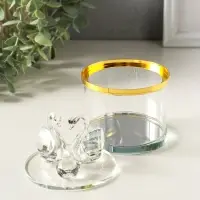 Шкатулка стекло с металлическим ободком "Лебеди" золото 8,2х8,2х11 см