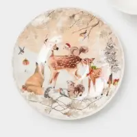 Чайная пара новогодняя &laquo;Лесное чудо&raquo;, 2 предмета: чашка 180 мл, блюдце d=15 см, керамика, подарочная упаковка, бежевая