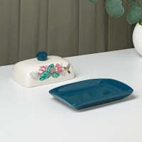 Маслёнка Доляна «Тропики», 17×12,5×8 см, цвет белый Маслёнка Доляна «Тропики», 17×12,5×8 см, цвет белый