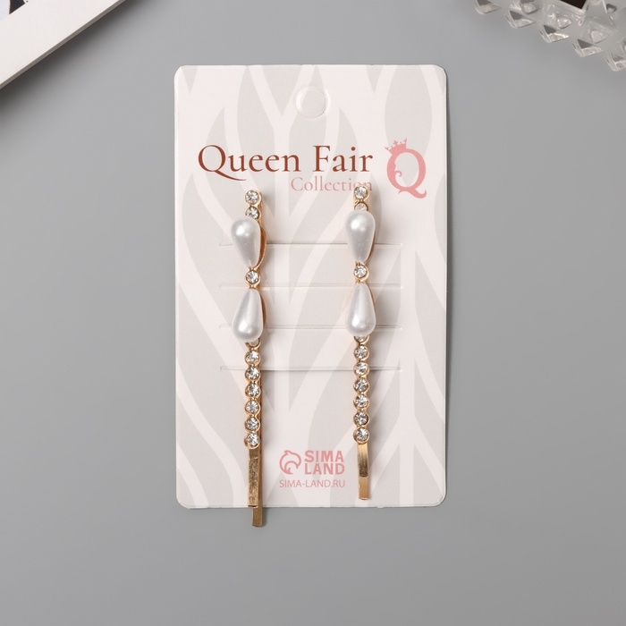 Невидимка для волос &laquo;Глория&raquo; (набор 2 шт) бант, 6 см, золото