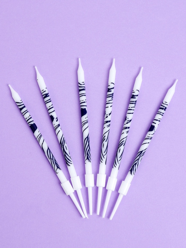 Свечи для торта Свечи для торта "Волнистые линии", 6 шт, белый с фиолетовым