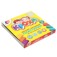 Пластилин мягкий (восковой), 12 цветов, 180 г, "Кроха", со стеком Пластилин мягкий (восковой), 12 цветов, 180 г, "Кроха", со стеком