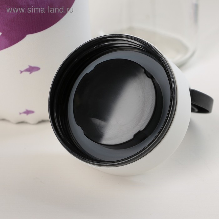 Бутылка для воды стеклянная с ручкой в чехле «Кит», 500 мл, h=23,5 см, рисунок МИКС Бутылка для воды стеклянная с ручкой в чехле «Кит», 500 мл, h=23,5 см, рисунок МИКС