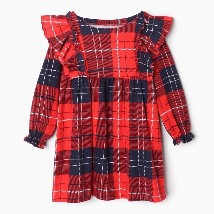 Платье детское с рюшами KAFTAN Платье детское с рюшами KAFTAN "Клетка" размер 32 (110-116 см)