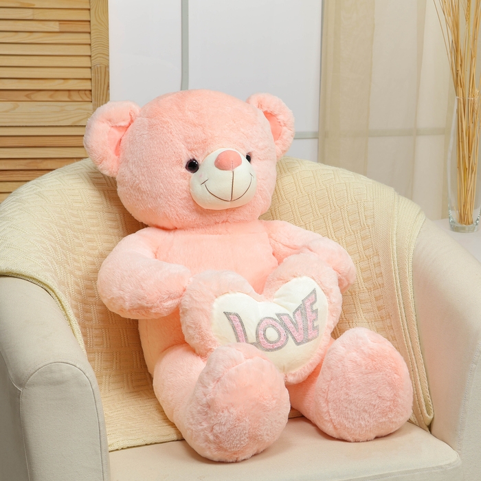 Мягкая игрушка &laquo;Мишка&raquo;, с сердцем, 80 см, цвет розовый