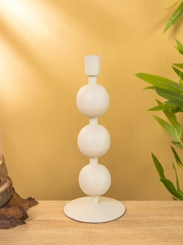 Подсвечник на 1 свечу текстурный "Фисташковый" с 3 сферами 10х10х25 см