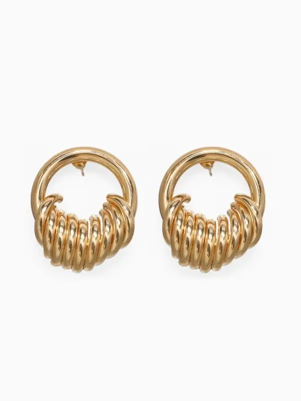 Серьги металл "Кольца" тренд, цвет золото