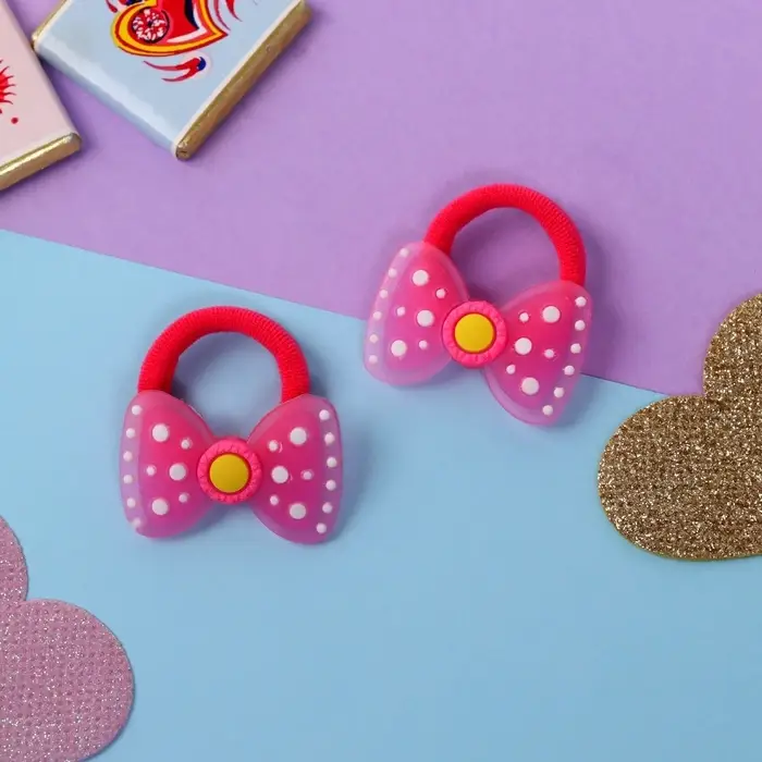 Резинки для волос &laquo;Крошка&raquo;, набор 2 шт., бантик, 3 см, розовые