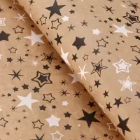 Бумага упаковочная крафт "Звезды", белый/графитовый, 0,72 х 10&plusmn; 5% м, 40 гр