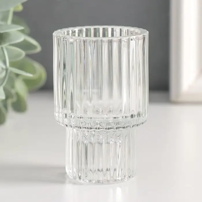 Подсвечник стекло "Цилиндр. Столбик" двухсторонний прозрачный d- 2 и 3,5 см 4,2х4,2х6,8 см