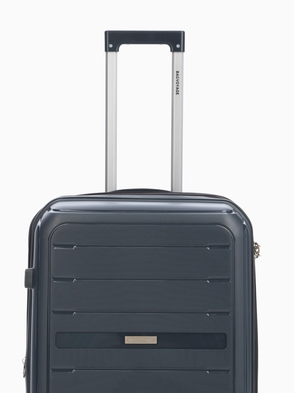 Чемодан 24", PP, 43*26*66, отд на молнии, код замок, 4 колеса, серый