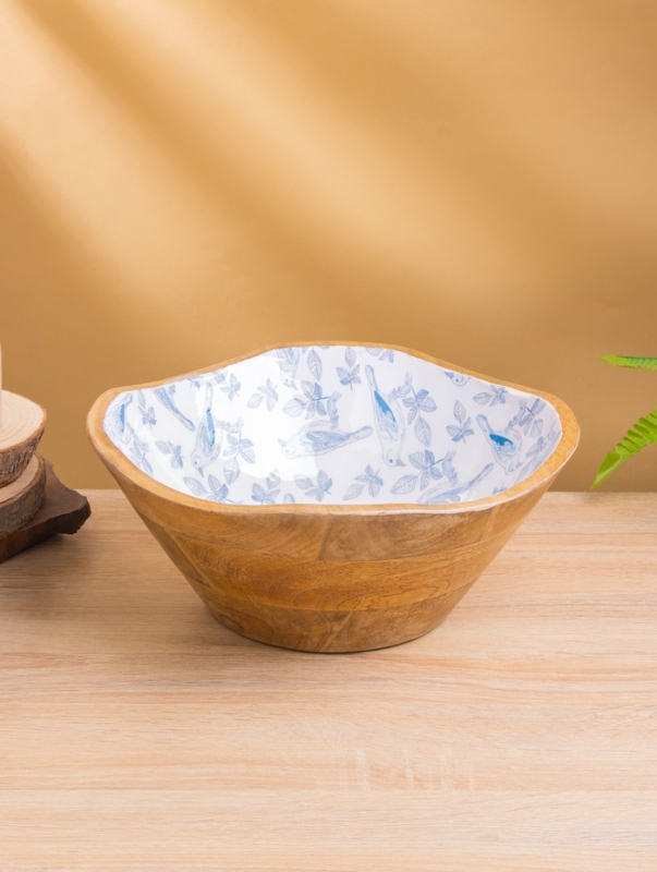 Салатник "Синие птицы" дерево манго 29х29х11 см