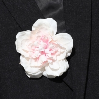 Брошь-заколка текстильная &laquo;Цветок&raquo; пион, цвет бело-розовый