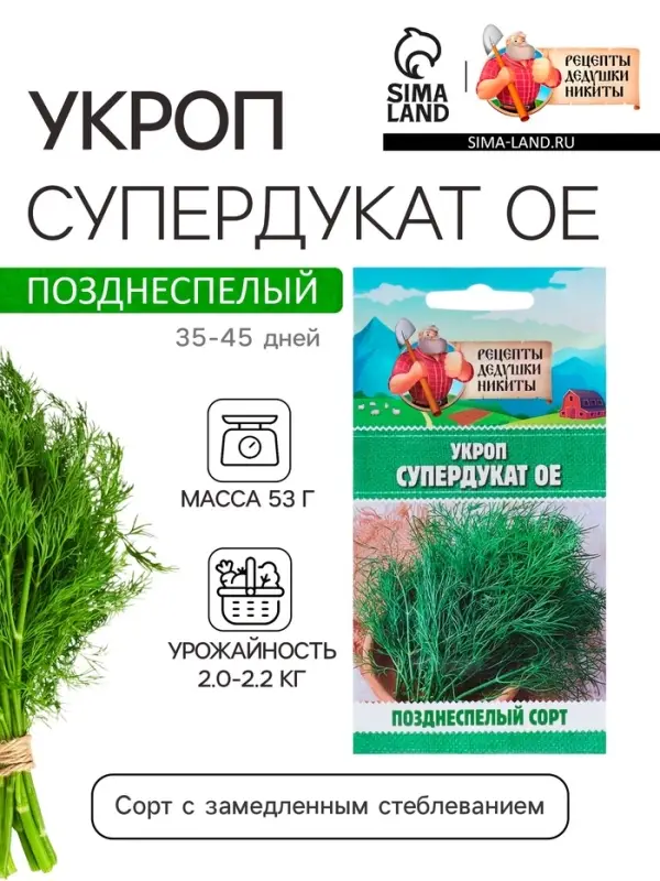 Семена Укроп «Супердукат ОЕ», 2 г Семена Укроп «Супердукат ОЕ», 2 г