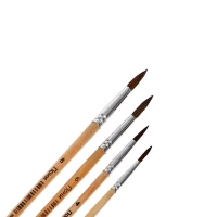 Набор кистей пони 4 штуки: № 2, 4, 6, 8, круглые, с деревянными ручками, в блистере