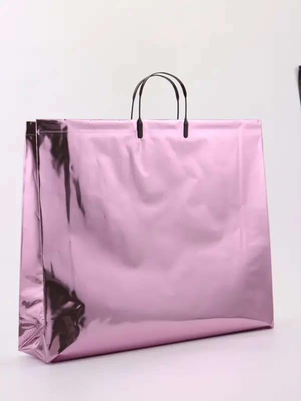 Пакет подарочный ПВХ, голография, розовый, пластиковая ручка, 50&times;42&times;12 см