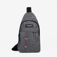 Сумка-слинг мужская из текстиля, отверстие для наушников, цвет серый Сумка-слинг мужская из текстиля, отверстие для наушников, цвет серый