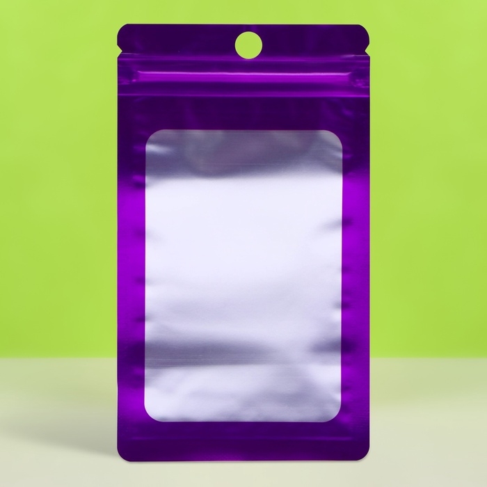Пакет Зип-лок с окном, с еврослотом, фиолетовый, 8 х 12 см набор 20шт      10664558