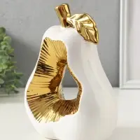 Сувенир керамика "Срез груши" белый с золотом 10х18х24,5 см