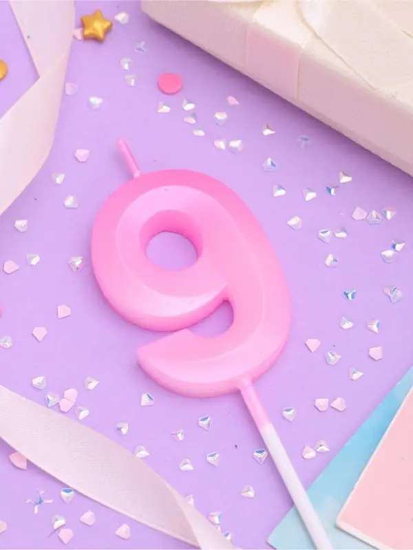 Свеча в торт на шпажке &laquo;Грань&raquo;, цифра 9, 5 см, розовая