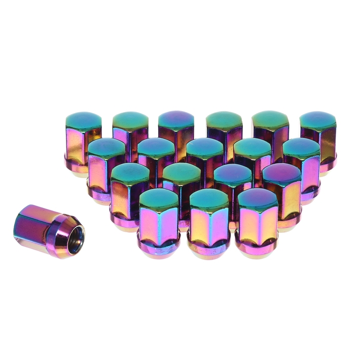 Гайка колесная M12X1.5, высота 35 мм, ключ 19 мм, радужный титан, фасовка 20 шт Гайка колесная M12X1.5, высота 35 мм, ключ 19 мм, радужный титан, фасовка 20 шт