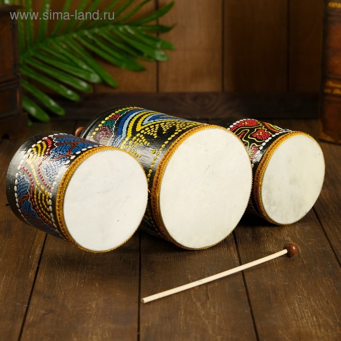 Сувенирный музыкальный инструмент "Барабаны тройные" 33х17х11 см МИКС