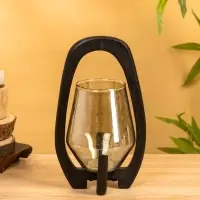 Подсвечник "Аура" 13х15х26 см, стекло, дерево