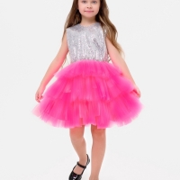 Платье детское с пайетками KAFTAN, размер 30 (98-104 см), ярко-розовый
