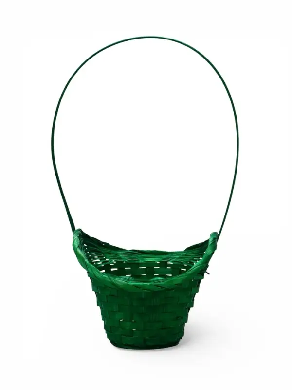 Корзина плетеная 21 х 18 х 14 см, ручка h=15 см, зеленый "шляпа"