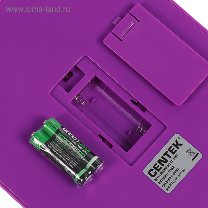 Весы кухонные Centek CT-2461, электронные, до 5 кг, серебристо-фиолетовые Весы кухонные Centek CT-2461, электронные, до 5 кг, серебристо-фиолетовые
