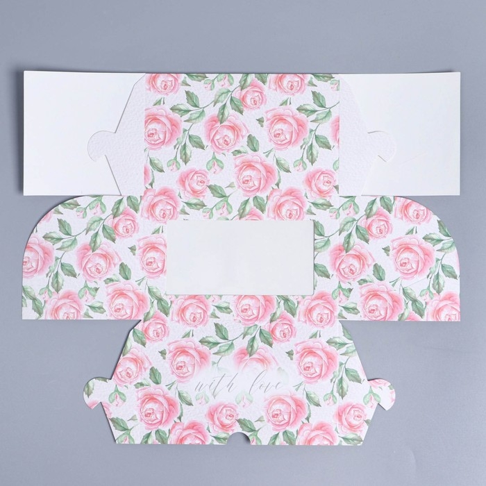 Коробка для капкейков, кондитерская упаковка с окном, 2 ячейки, &laquo;Розы&raquo;, 16 х 10 х 10 см