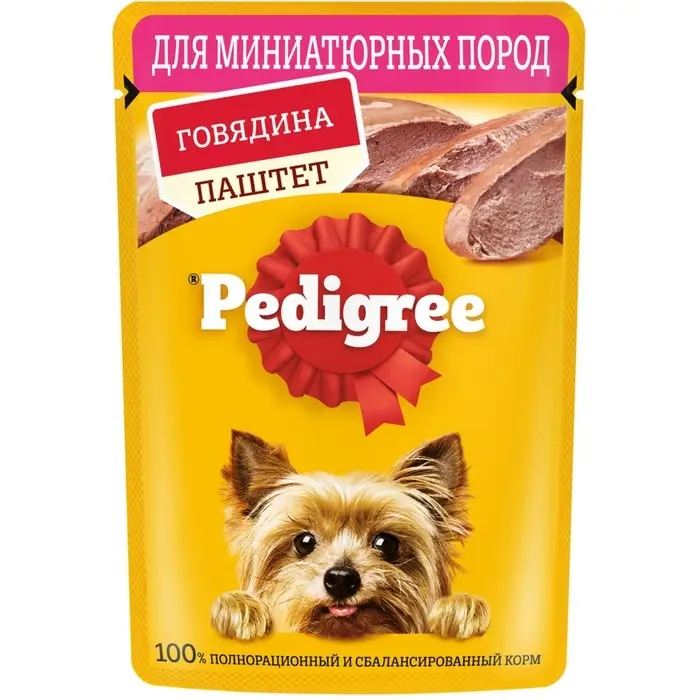 Влажный корм Pedigree для собак мелких пород , паштет говядина, пауч, 80 г