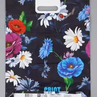 Пакет "Полевые цветы , полиэтиленовый с вырубной ручкой, 38х47 см, 60 мкм