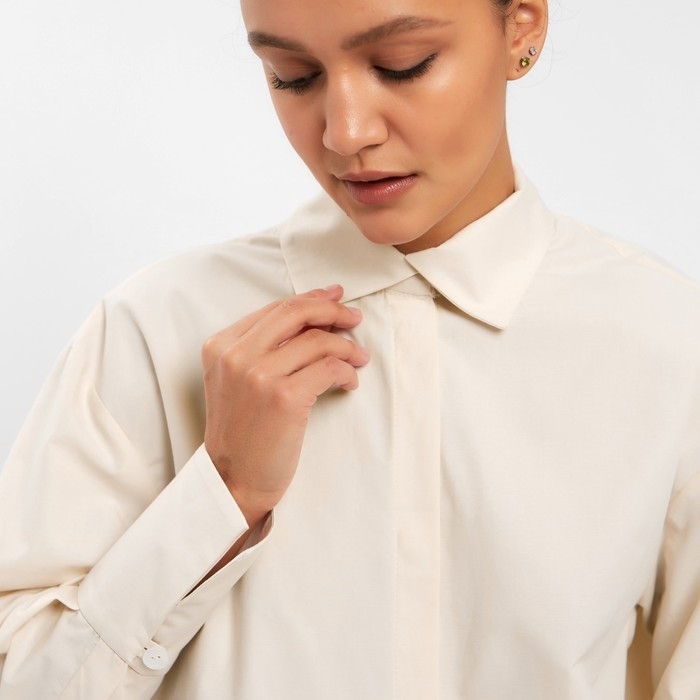 Рубашка женская MINAKU: Casual Collection цвет молочный, р-р 48 Рубашка женская MINAKU: Casual Collection цвет молочный, р-р 48