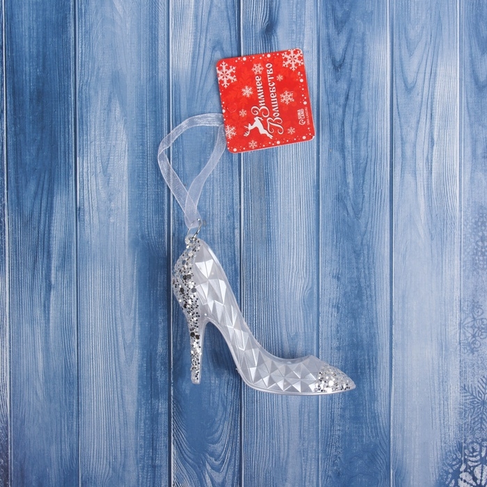 Ёлочная игрушка &laquo;Зимнее волшебство. Туфелька&raquo; пластик, 7х8 см, белый