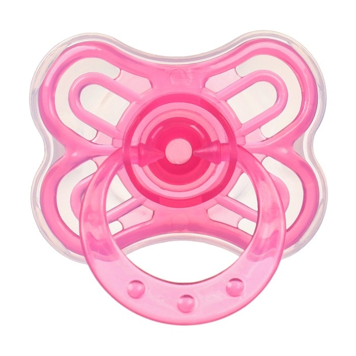 Соска - пустышка силиконовая классическая, от 6 мес., с колпачком + держатель &laquo;Мишка&raquo;, цвет розовый