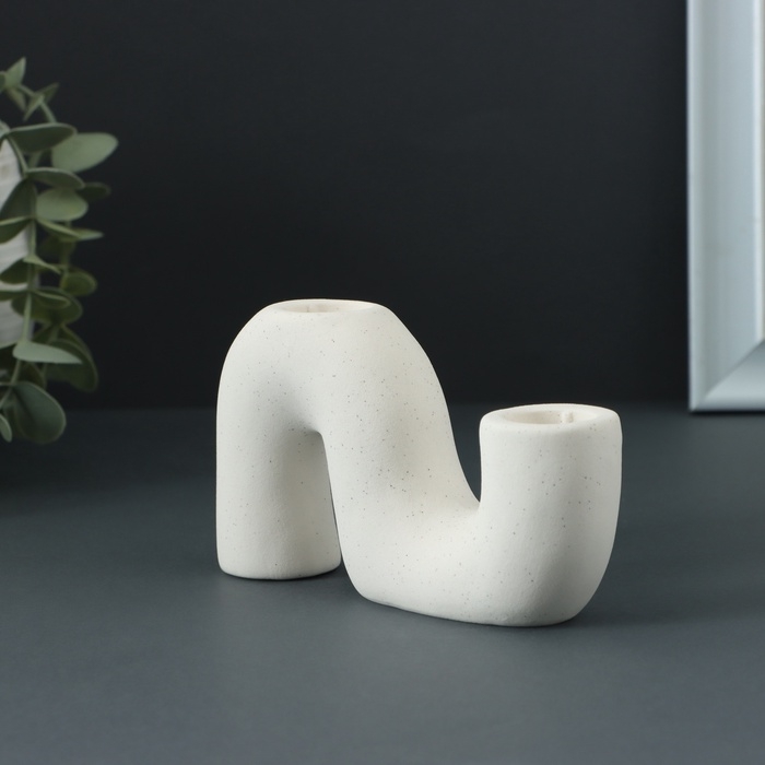 Подсвечник "Жасмин" белый, 13х3,5х7,5см